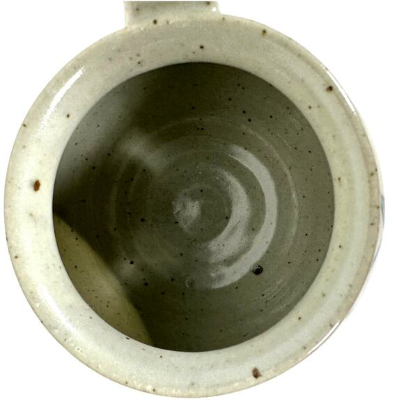 Hand Crafted Artist Signed Pottery Round Coffee Mug Blue Floral Highlight-Mint! - Picture 5 of 6